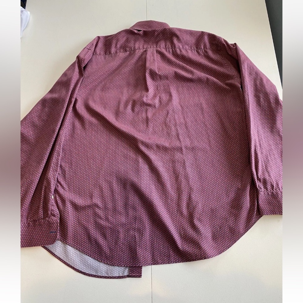 Peter Millar Geometric Men’s Button Down Long Sleeve Size XL Red Shirt - Picture 3 of 8